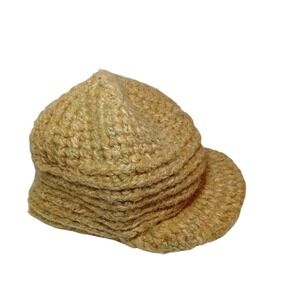 VTG Y2K ALDO Knit Slouchy Brim Hat Cap Tan Speckled Warm Winter Boho Wool READ